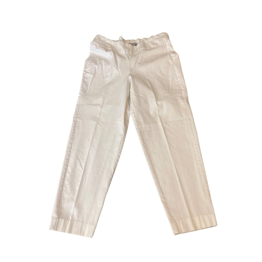 Larry Levine Womens Ankle Pants 18W White Straight-Leg Minimalist Preppy